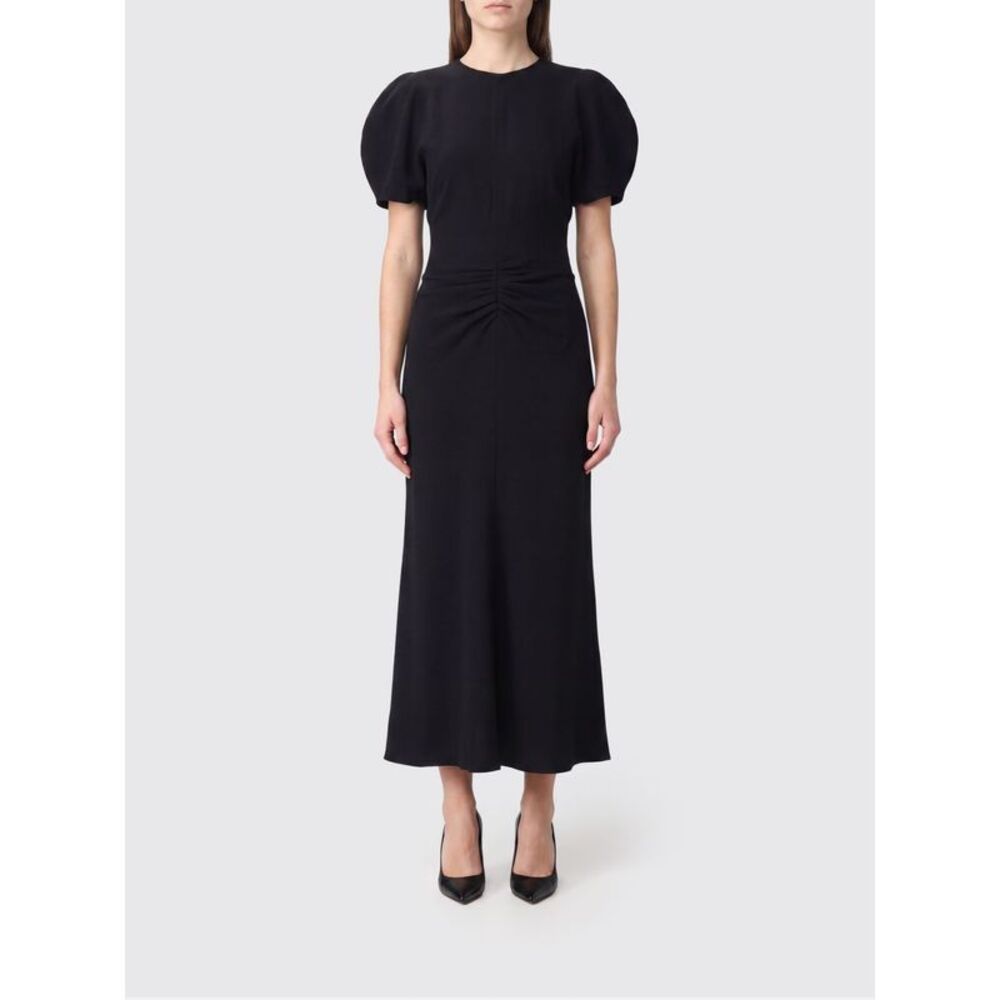Victoria Victoria Beckham Bela Midi Dress In Viscose With Puff Sleeves